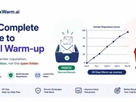 Email warm-up guide 2026, inbox vs spam folder illustration showing email reputation building
