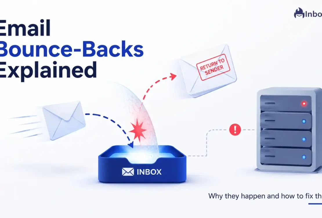 Illustration showing an email bouncing back from an inbox, representing email bounce-backs