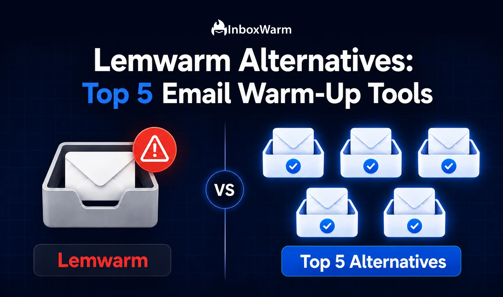 Split-screen showing a red spam folder with a rejected email on the left and a blue inbox folder with a delivered checkmark on the right