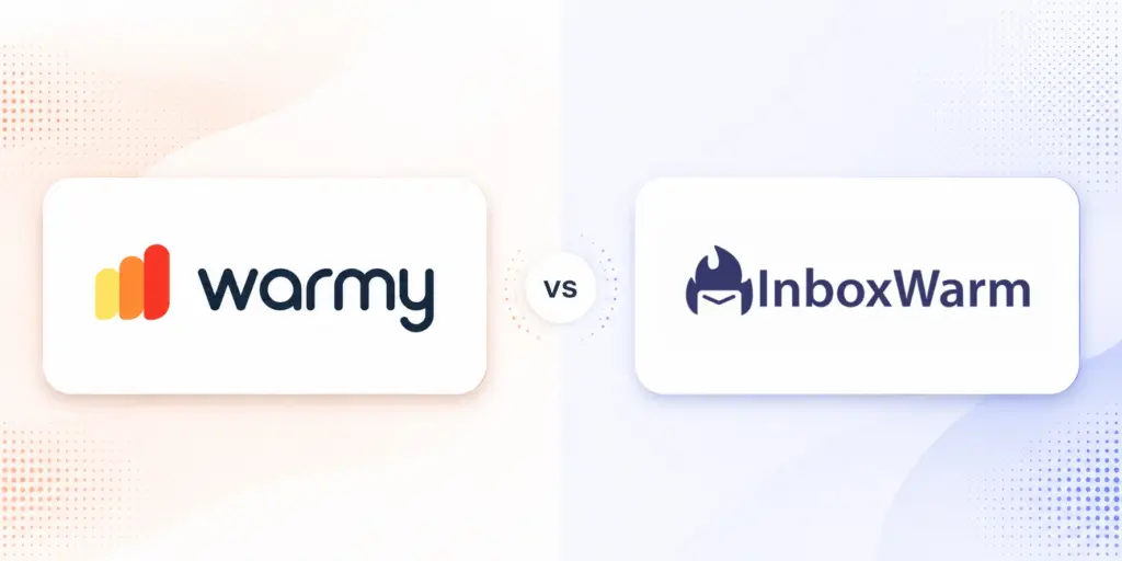 Side-by-side comparison banner featuring Warmy and InboxWarm logos, highlighting two leading email warmup platforms for deliverability and inbox placement