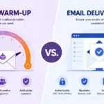 Comparison of email warm-up and email deliverability, highlighting their key differences and relationship