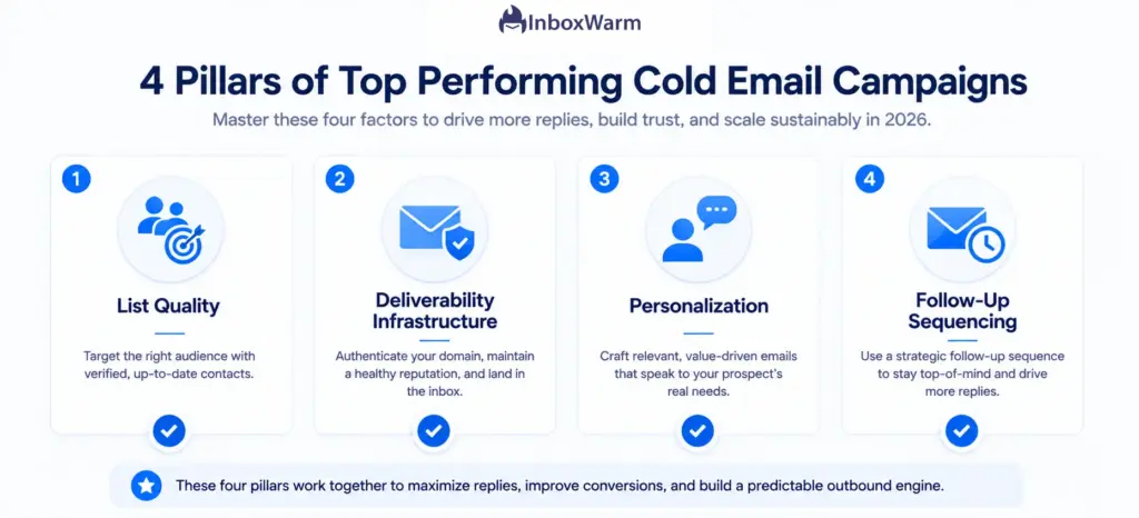 Four pillars of top performing cold email campaigns in 2026